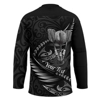 Personalised All Black New Zealand Darts Hockey Jersey Aoteroa Fern Maori Galaxy Style - Polynesian Pride