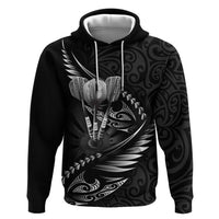 Personalised All Black New Zealand Darts Hoodie Aoteroa Fern Maori Galaxy Style