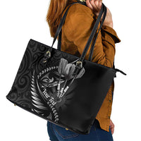 Personalised All Black New Zealand Darts Leather Tote Bag Aoteroa Fern Maori Galaxy Style