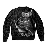 Personalised All Black New Zealand Darts Sleeve Zip Bomber Jacket Aoteroa Fern Maori Galaxy Style