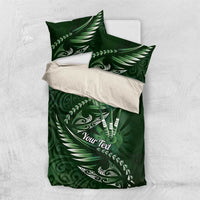 Personalised All Green New Zealand Darts Bedding Set Aoteroa Fern Maori Galaxy Style