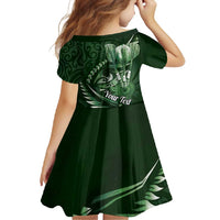 Personalised All Green New Zealand Darts Family Matching Mermaid Dress and Hawaiian Shirt Aoteroa Fern Maori Galaxy Style