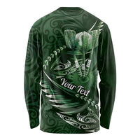 Personalised All Green New Zealand Darts Long Sleeve Shirt Aoteroa Fern Maori Galaxy Style