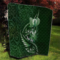 Personalised All Green New Zealand Darts Quilt Aoteroa Fern Maori Galaxy Style