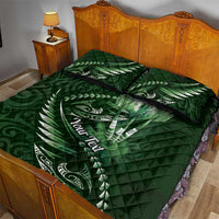 Personalised All Green New Zealand Darts Quilt Bed Set Aoteroa Fern Maori Galaxy Style