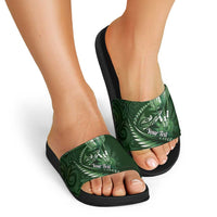 Personalised All Green New Zealand Darts Slide Sandals Aoteroa Fern Maori Galaxy Style - Polynesian Pride