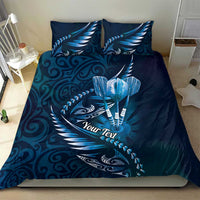 Personalised All Blue New Zealand Darts Bedding Set Aoteroa Fern Maori Galaxy Style