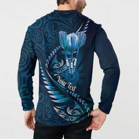 Personalised All Blue New Zealand Darts Button Sweatshirt Aoteroa Fern Maori Galaxy Style