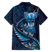 Personalised All Blue New Zealand Darts Family Matching Off Shoulder Maxi Dress and Hawaiian Shirt Aoteroa Fern Maori Galaxy Style