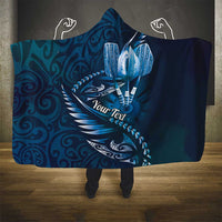 Personalised All Blue New Zealand Darts Hooded Blanket Aoteroa Fern Maori Galaxy Style