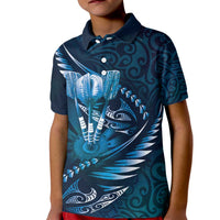 Personalised All Blue New Zealand Darts Kid Polo Shirt Aoteroa Fern Maori Galaxy Style