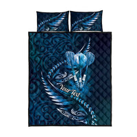 Personalised All Blue New Zealand Darts Quilt Bed Set Aoteroa Fern Maori Galaxy Style