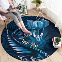 Personalised All Blue New Zealand Darts Round Carpet Aoteroa Fern Maori Galaxy Style