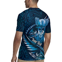 Personalised All Blue New Zealand Darts Rugby Jersey Aoteroa Fern Maori Galaxy Style