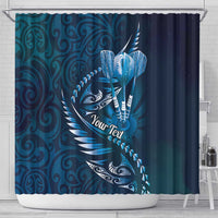 Personalised All Blue New Zealand Darts Shower Curtain Aoteroa Fern Maori Galaxy Style