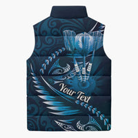 Personalised All Blue New Zealand Darts Sleeveless Puffer Jacket Aoteroa Fern Maori Galaxy Style - Polynesian Pride
