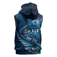 Personalised All Blue New Zealand Darts Sleeveless Zip Hoodie Aoteroa Fern Maori Galaxy Style - Polynesian Pride
