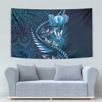 Personalised All Blue New Zealand Darts Tapestry Aoteroa Fern Maori Galaxy Style