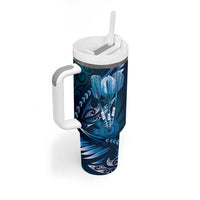 All Blue New Zealand Darts Tumbler With Handle Aoteroa Fern Maori Galaxy Style