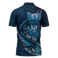 Personalised All Blue New Zealand Darts Zipper Polo Shirt Aoteroa Fern Maori Galaxy Style - Polynesian Pride