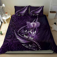Personalised All Purple New Zealand Darts Bedding Set Aoteroa Fern Maori Galaxy Style