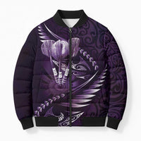 Personalised All Purple New Zealand Darts Bomber Puffer Jacket Aoteroa Fern Maori Galaxy Style - Polynesian Pride