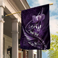 Personalised All Purple New Zealand Darts Garden Flag Aoteroa Fern Maori Galaxy Style