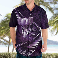 Personalised All Purple New Zealand Darts Hawaiian Shirt Aoteroa Fern Maori Galaxy Style