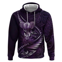 Personalised All Purple New Zealand Darts Hoodie Aoteroa Fern Maori Galaxy Style
