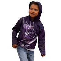 Personalised All Purple New Zealand Darts Kid Hoodie Aoteroa Fern Maori Galaxy Style
