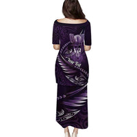 Personalised All Purple New Zealand Darts Puletasi Aoteroa Fern Maori Galaxy Style