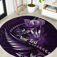 Personalised All Purple New Zealand Darts Round Carpet Aoteroa Fern Maori Galaxy Style