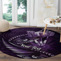 Personalised All Purple New Zealand Darts Round Carpet Aoteroa Fern Maori Galaxy Style