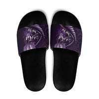 Personalised All Purple New Zealand Darts Slide Sandals Aoteroa Fern Maori Galaxy Style - Polynesian Pride