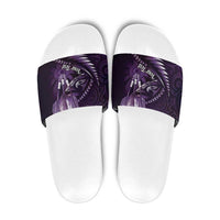 Personalised All Purple New Zealand Darts Slide Sandals Aoteroa Fern Maori Galaxy Style - Polynesian Pride