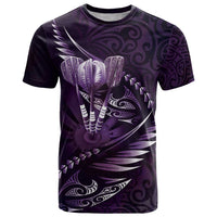 Personalised All Purple New Zealand Darts T Shirt Aoteroa Fern Maori Galaxy Style