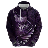 Personalised All Purple New Zealand Darts Zip Hoodie Aoteroa Fern Maori Galaxy Style