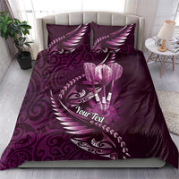 Personalised All Pink New Zealand Darts Bedding Set Aoteroa Fern Maori Galaxy Style