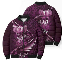 Personalised All Pink New Zealand Darts Bomber Puffer Jacket Aoteroa Fern Maori Galaxy Style - Polynesian Pride