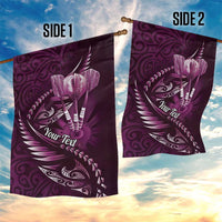 Personalised All Pink New Zealand Darts Garden Flag Aoteroa Fern Maori Galaxy Style