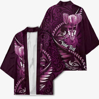 Personalised All Pink New Zealand Darts Kimono Aoteroa Fern Maori Galaxy Style - Polynesian Pride