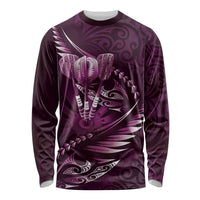 Personalised All Pink New Zealand Darts Long Sleeve Shirt Aoteroa Fern Maori Galaxy Style