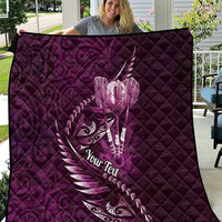 Personalised All Pink New Zealand Darts Quilt Aoteroa Fern Maori Galaxy Style