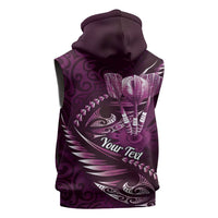 Personalised All Pink New Zealand Darts Sleeveless Hoodie Aoteroa Fern Maori Galaxy Style - Polynesian Pride