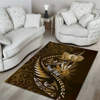 Personalised All Gold New Zealand Darts Area Rug Aoteroa Fern Maori Galaxy Style