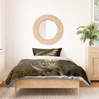 Personalised All Gold New Zealand Darts Bedding Set Aoteroa Fern Maori Galaxy Style