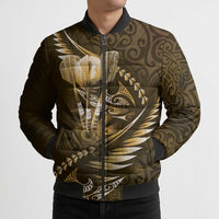 Personalised All Gold New Zealand Darts Bomber Puffer Jacket Aoteroa Fern Maori Galaxy Style - Polynesian Pride