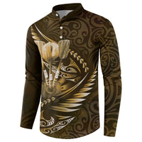 Personalised All Gold New Zealand Darts Button Sweatshirt Aoteroa Fern Maori Galaxy Style
