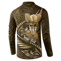 Personalised All Gold New Zealand Darts Button Sweatshirt Aoteroa Fern Maori Galaxy Style