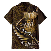 Personalised All Gold New Zealand Darts Family Matching Summer Maxi Dress and Hawaiian Shirt Aoteroa Fern Maori Galaxy Style